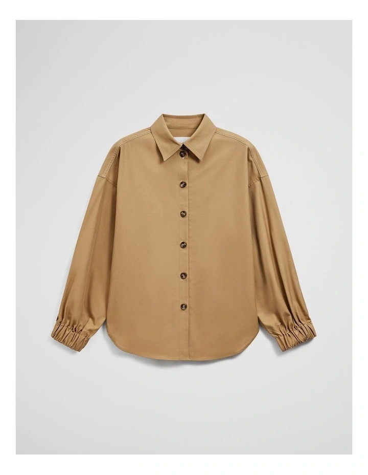 Contrast Stitch Shirt in Golden Husk image 2