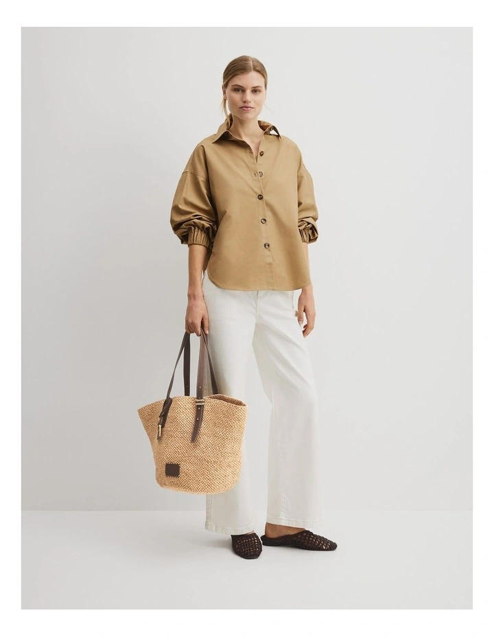 Contrast Stitch Shirt in Golden Husk image 4