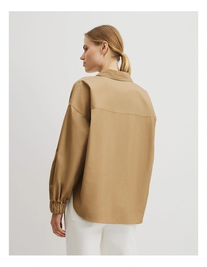 Contrast Stitch Shirt in Golden Husk image 5