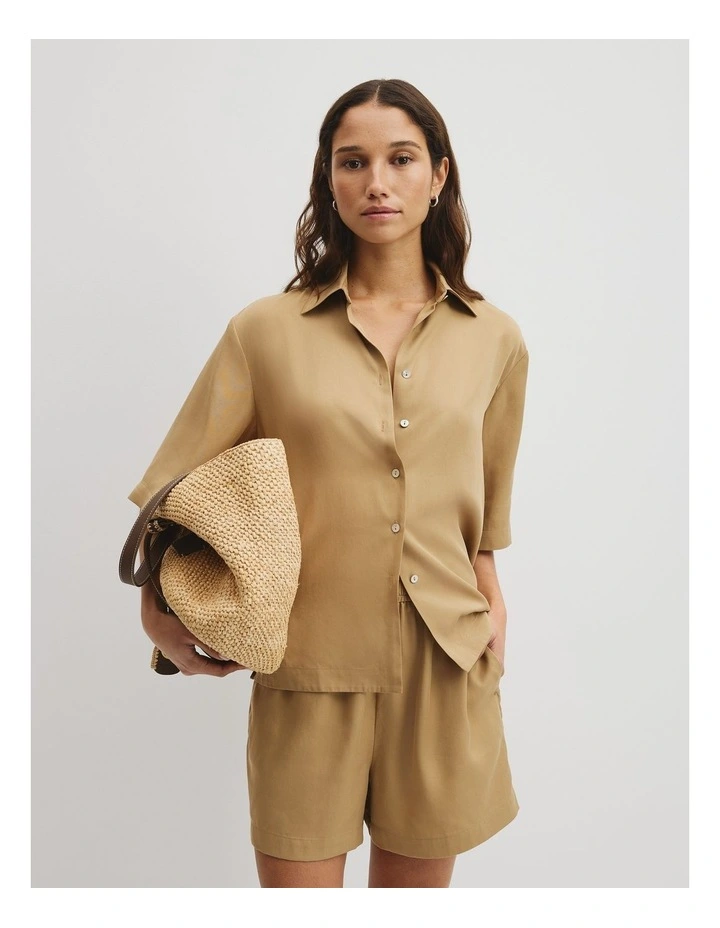 Fluid Short Sleeve Shirt in Golden Husk image 1