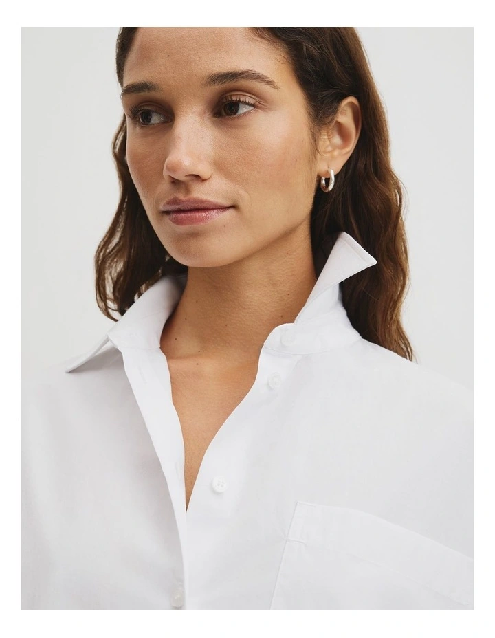 Drape Sleeve Cotton Shirt in White image 3