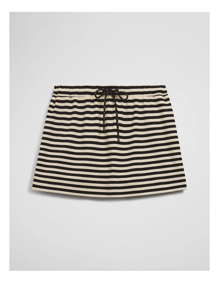 Australian Cotton Blend Stripe Jersey Skirt in Black Stripe image 2