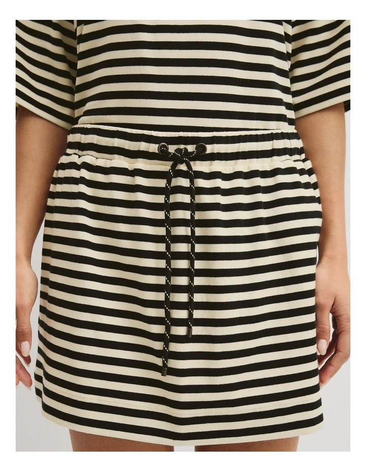 Australian Cotton Blend Stripe Jersey Skirt in Black Stripe image 3