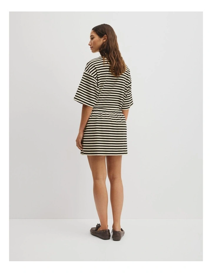 Australian Cotton Blend Stripe Jersey Skirt in Black Stripe image 5