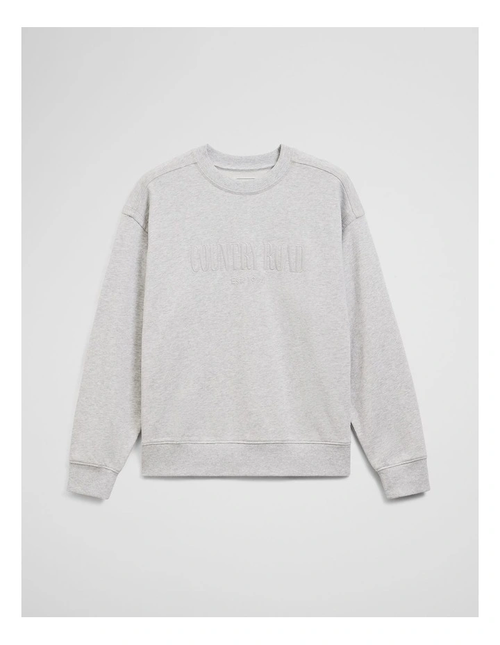 Australian Cotton Cr Sweat in Light Grey Marle image 2