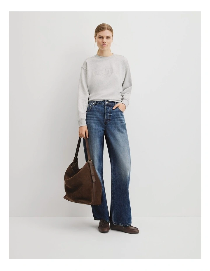 Australian Cotton Cr Sweat in Light Grey Marle image 4