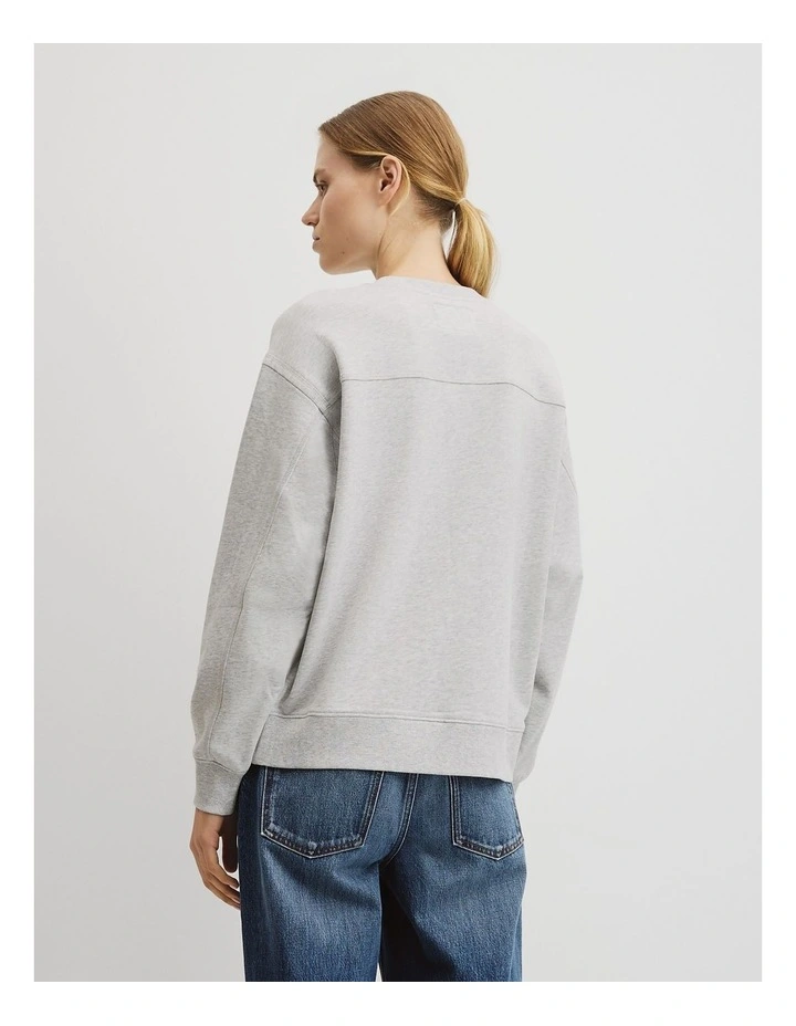 Australian Cotton Cr Sweat in Light Grey Marle image 5
