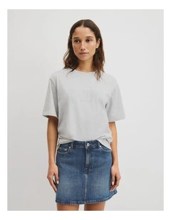 Australian Cotton Cr T-shirt in Light Grey Marle