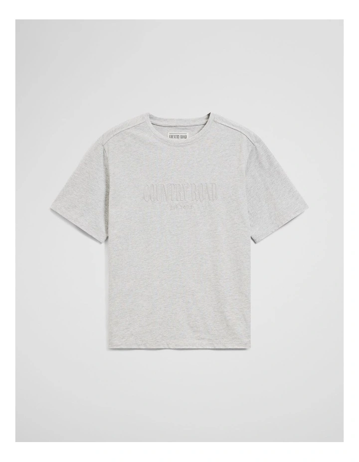 Australian Cotton Cr T-shirt in Light Grey Marle image 2