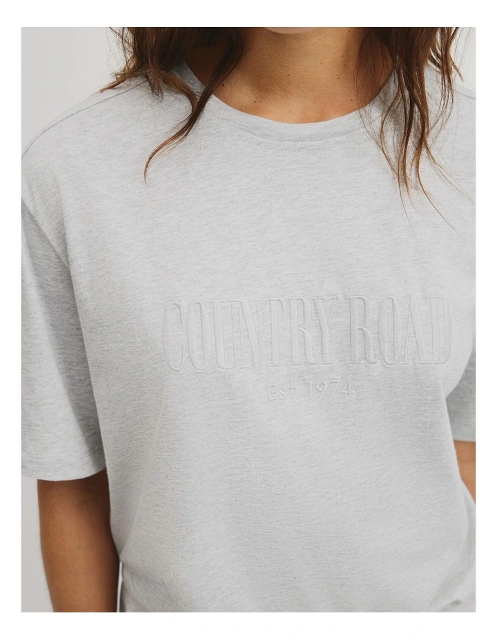 Australian Cotton Cr T-shirt in Light Grey Marle image 3