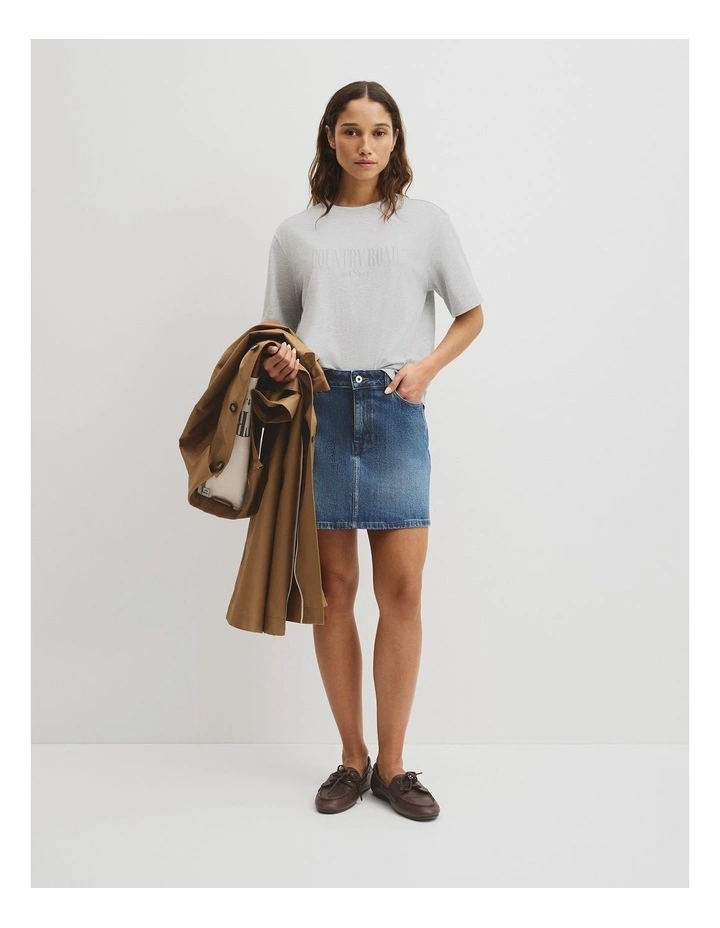 Australian Cotton Cr T-shirt in Light Grey Marle image 4