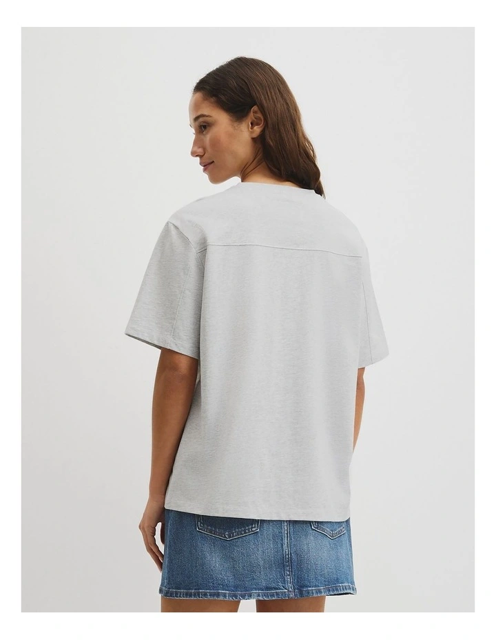 Australian Cotton Cr T-shirt in Light Grey Marle image 5