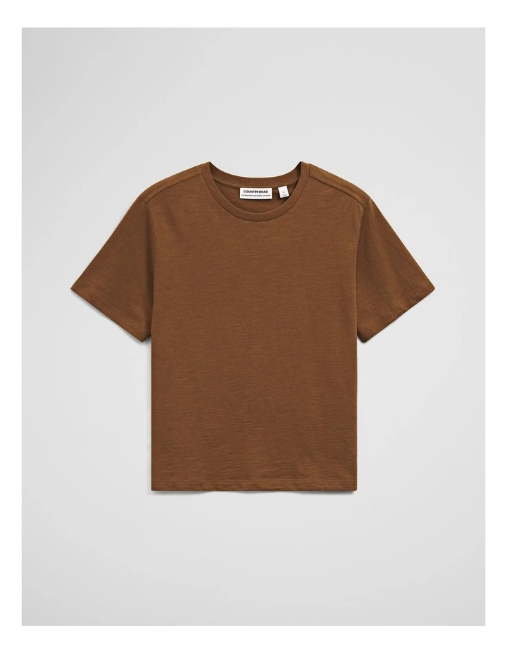 Textured Short Sleeve Slub T-shirt in Rust Brown image 2