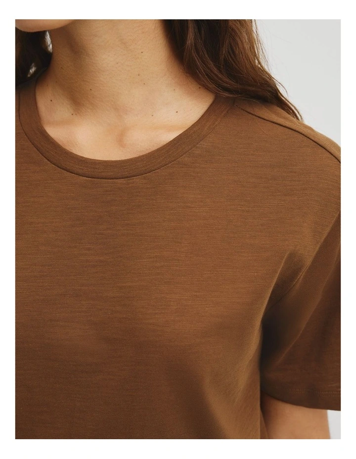 Textured Short Sleeve Slub T-shirt in Rust Brown image 3