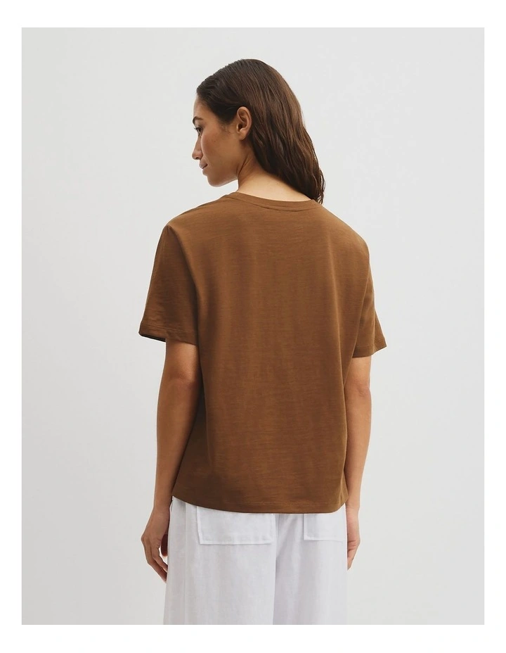 Textured Short Sleeve Slub T-shirt in Rust Brown image 5