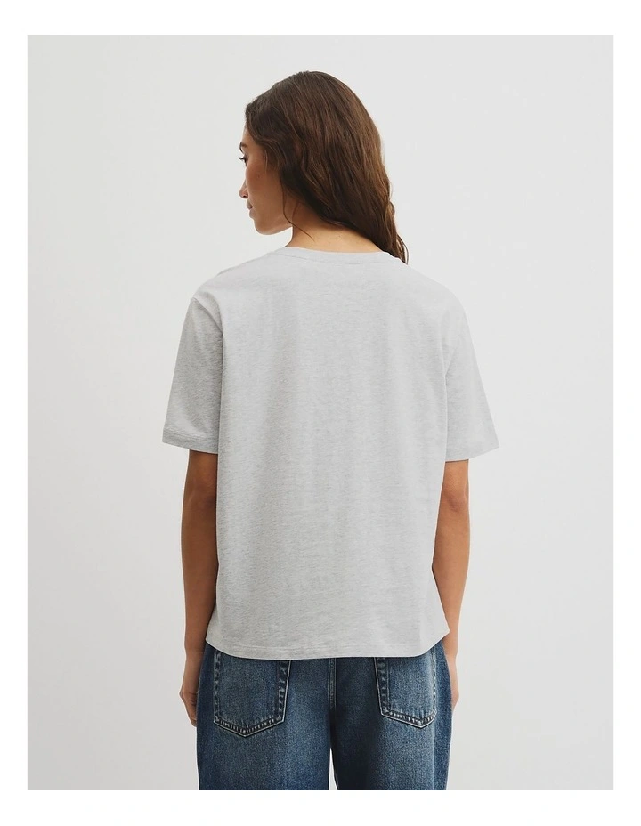 Australian Cotton V-neck T-shirt in Light Grey Marle image 5