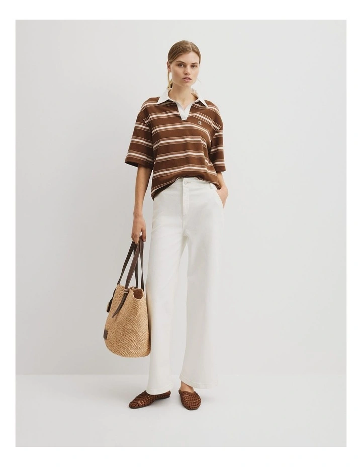 Stripe Rugby Polo in Rust Brown Stripe image 4