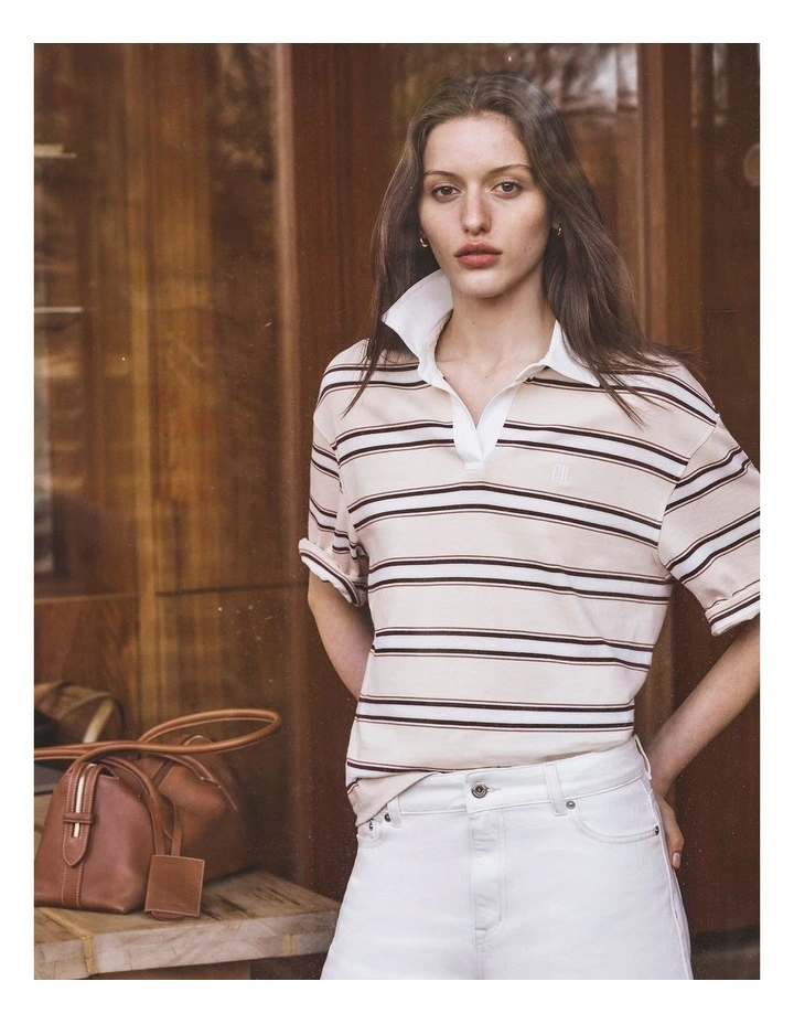 Stripe Rugby Polo in Oyster Stripe image 2