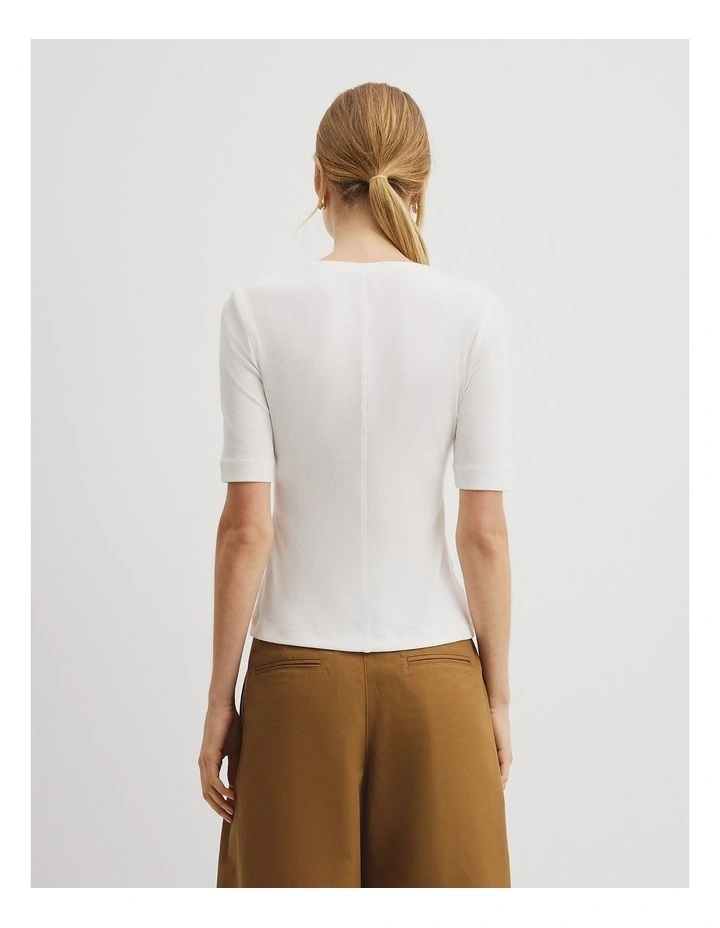 Fine Rib Henley T-shirt in Antique White image 5