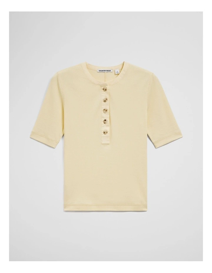 Fine Rib Henley T-shirt in Corn Silk image 2