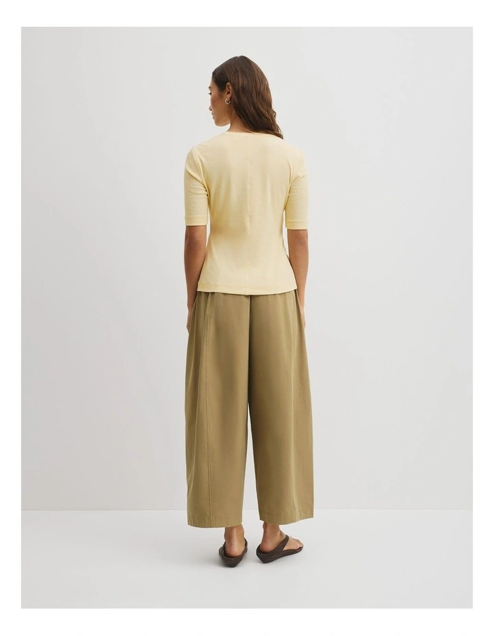 Fine Rib Henley T-shirt in Corn Silk image 5