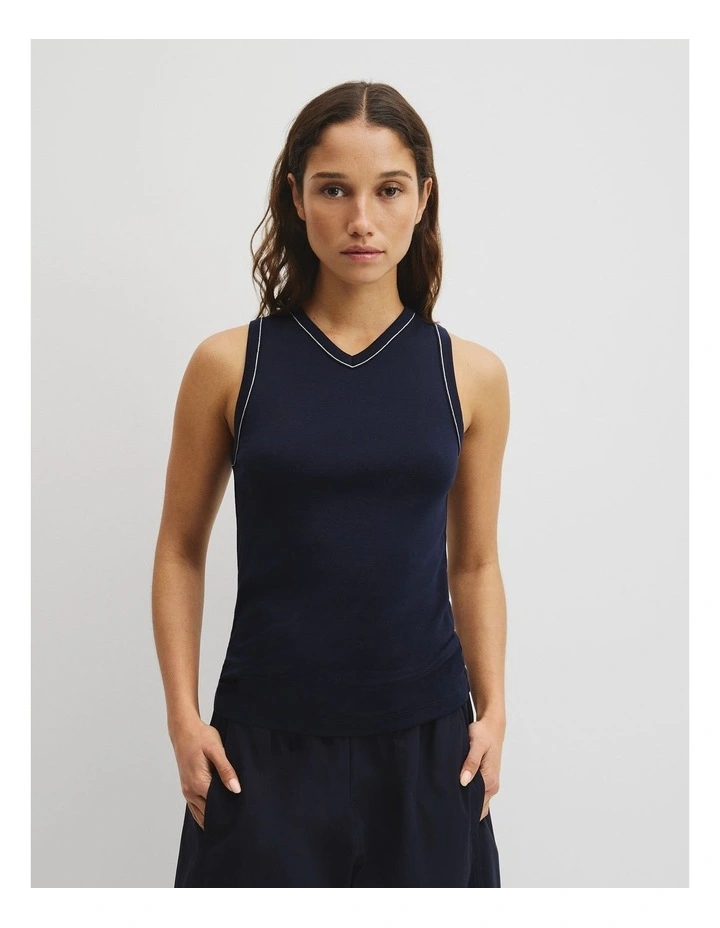 Contrast Stitch Tank in Twilight image 1