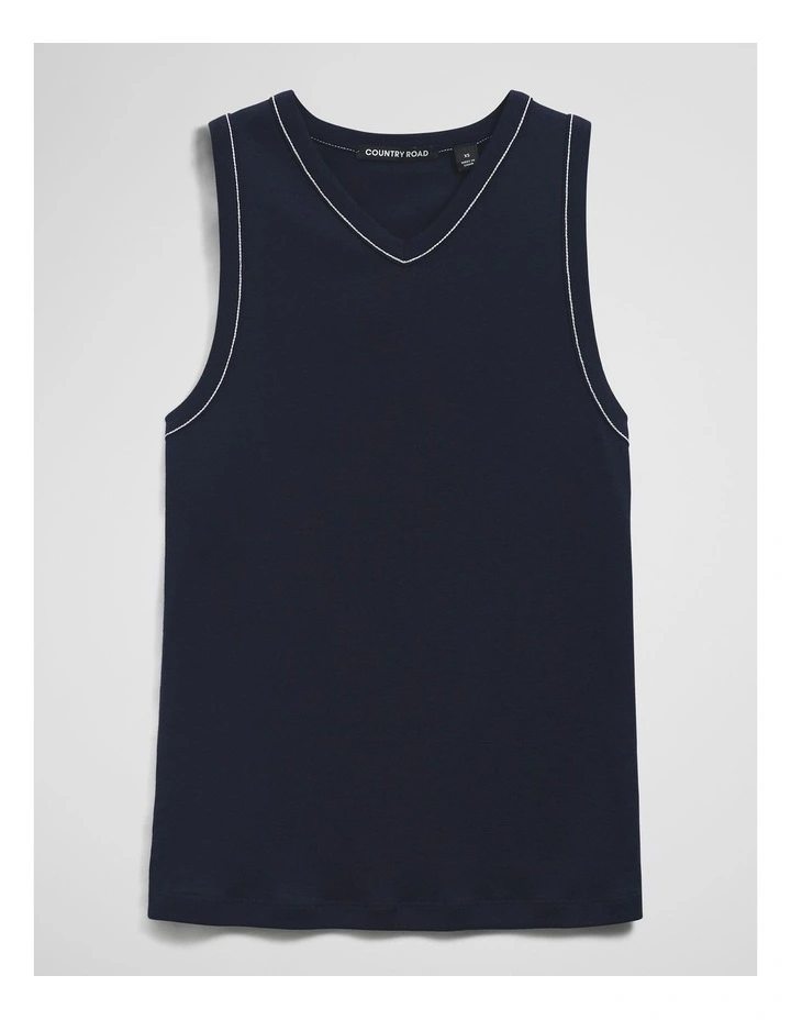 Contrast Stitch Tank in Twilight image 2