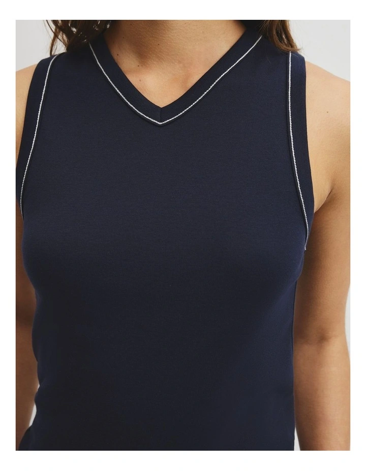 Contrast Stitch Tank in Twilight image 3
