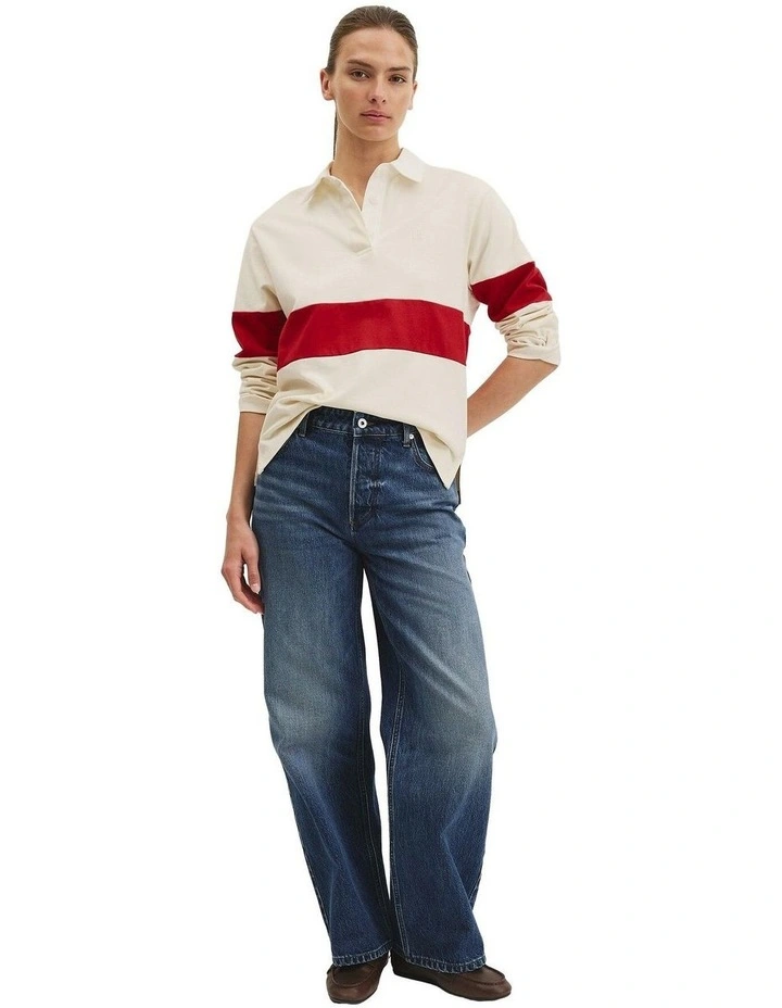 Australian Cotton Block Rugby Polo in Crimson Stripe image 5