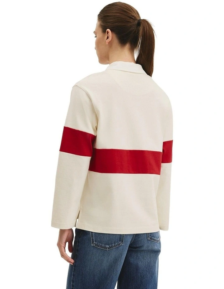 Australian Cotton Block Rugby Polo in Crimson Stripe image 6
