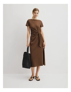 Tie Side Dress in Carob