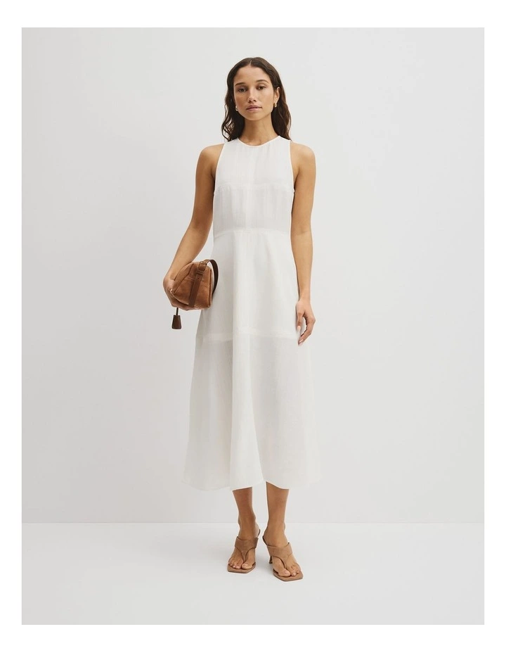 Panelled Midi Dress in French Vanilla image 5