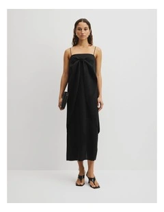 Tie Detail Midi Dress in Black