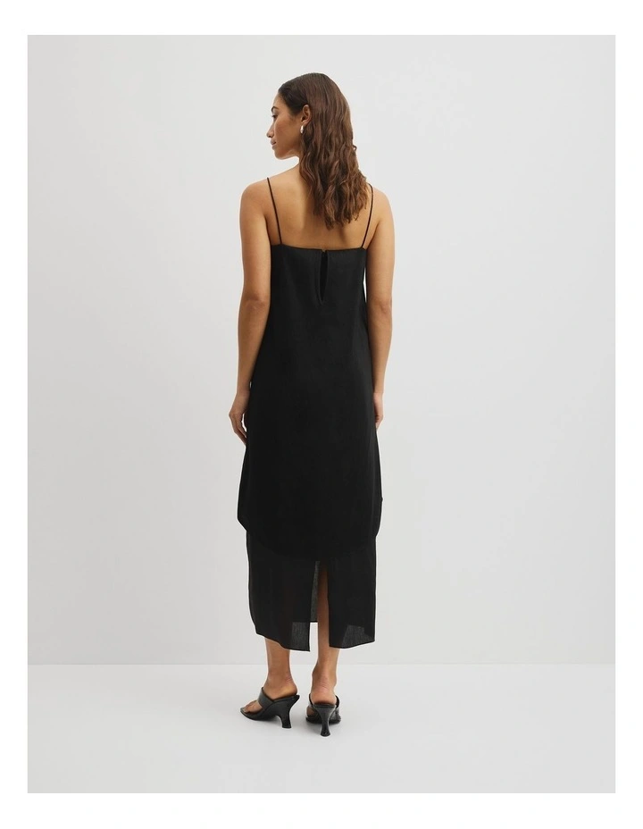 Tie Detail Midi Dress in Black image 6