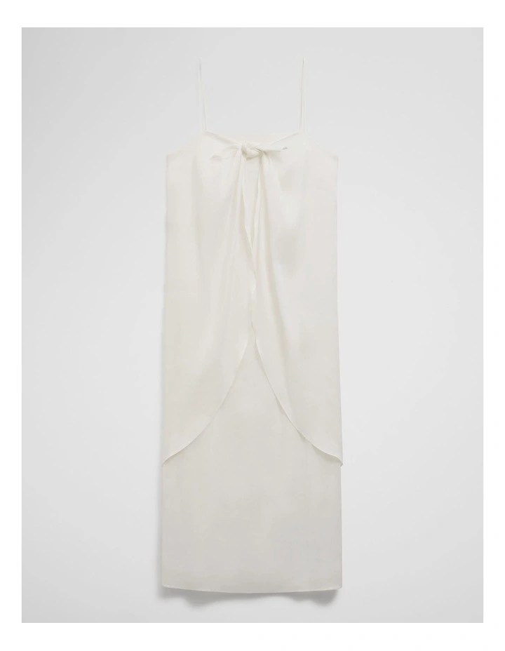 Tie Detail Midi Dress in Antique White image 2
