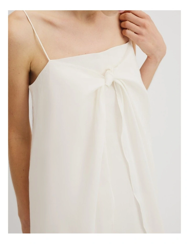 Tie Detail Midi Dress in Antique White image 3