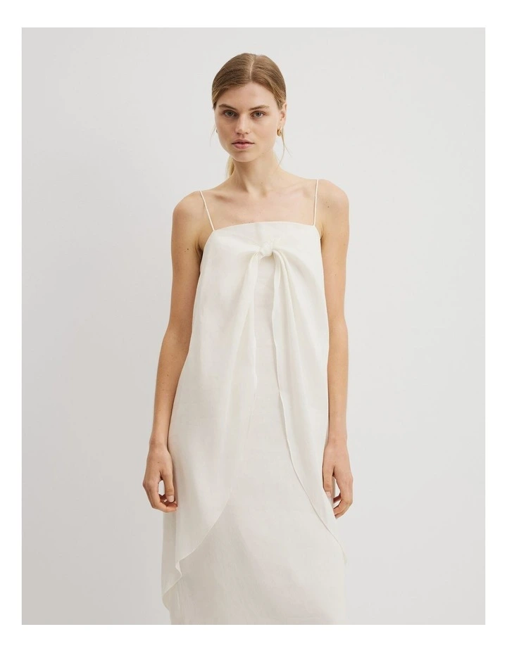Tie Detail Midi Dress in Antique White image 4
