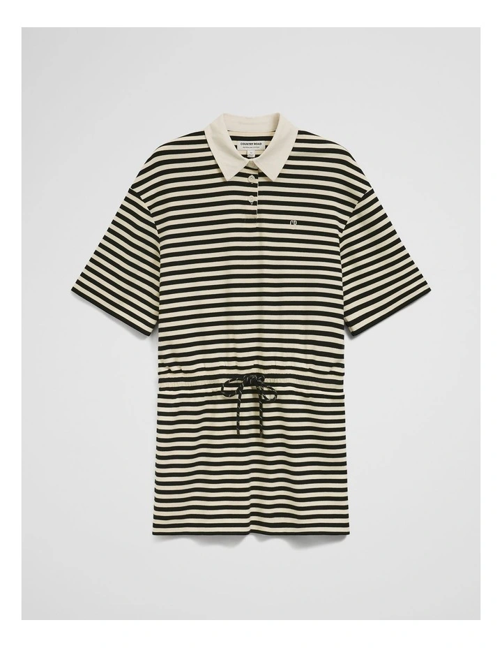 Australian Cotton Stripe Jersey Dress in Black Stripe image 2