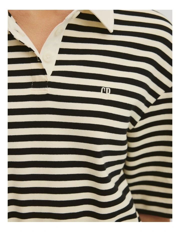 Australian Cotton Stripe Jersey Dress in Black Stripe image 3