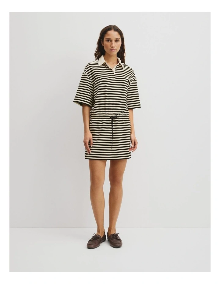 Australian Cotton Stripe Jersey Dress in Black Stripe image 4