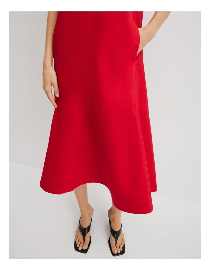 Flare Hem Midi Dress in Crimson image 3