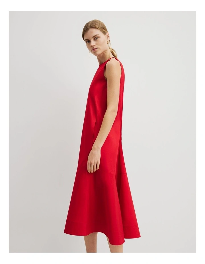 Flare Hem Midi Dress in Crimson image 4