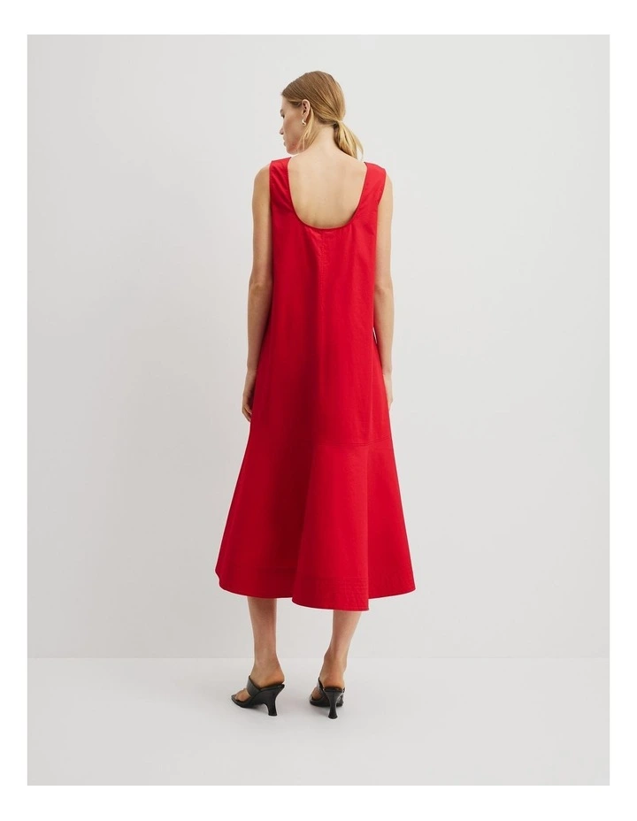 Flare Hem Midi Dress in Crimson image 5