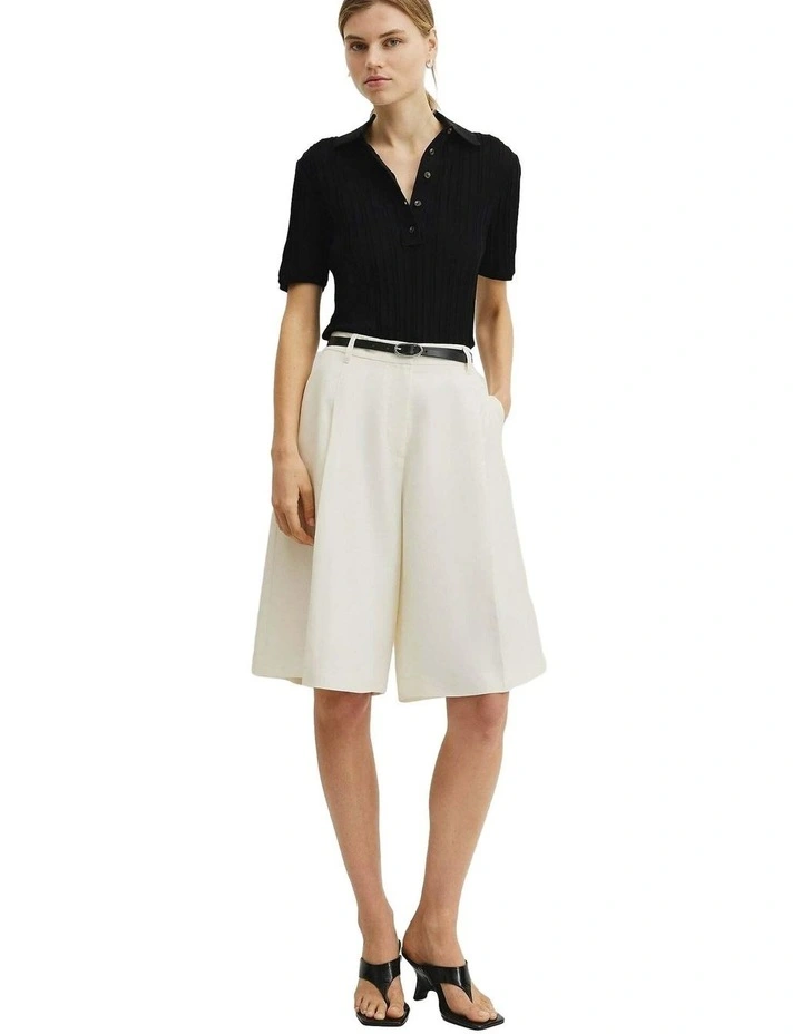 Australian Cotton Blend Short Sleeve Rib Knit Polo in Black image 4
