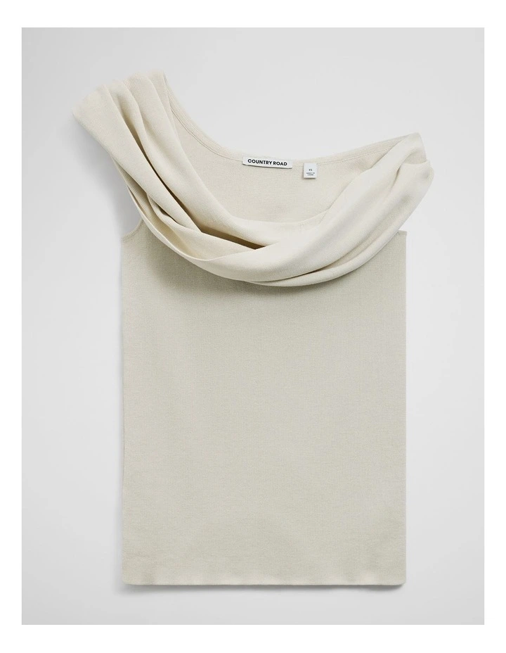 Fold Over Knit Top in Oyster image 2
