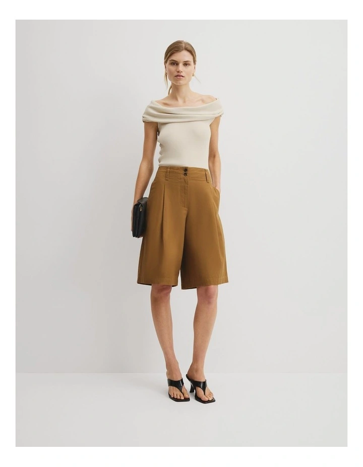 Fold Over Knit Top in Oyster image 4