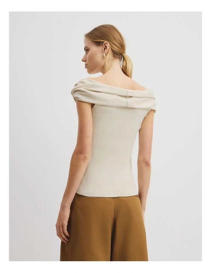 Fold Over Knit Top in Oyster image 5