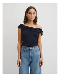 Fold Over Knit Top in Twilight