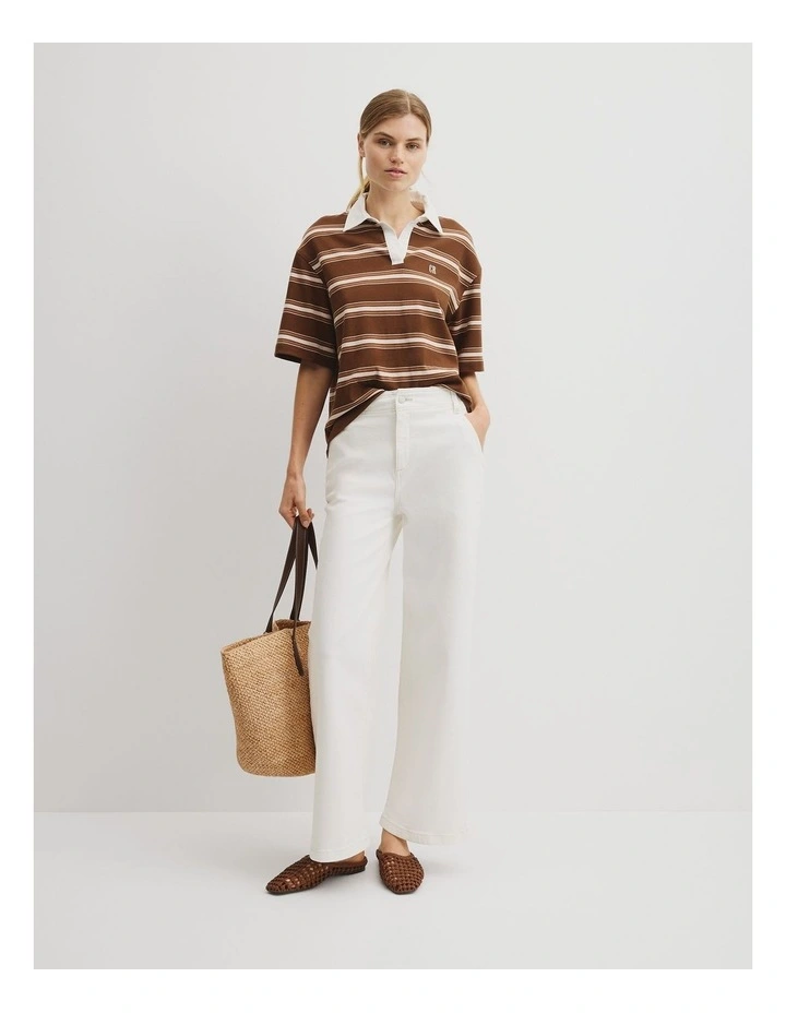 High Rise Wide Leg Jean in White image 1