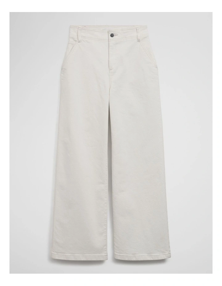 High Rise Wide Leg Jean in White image 2